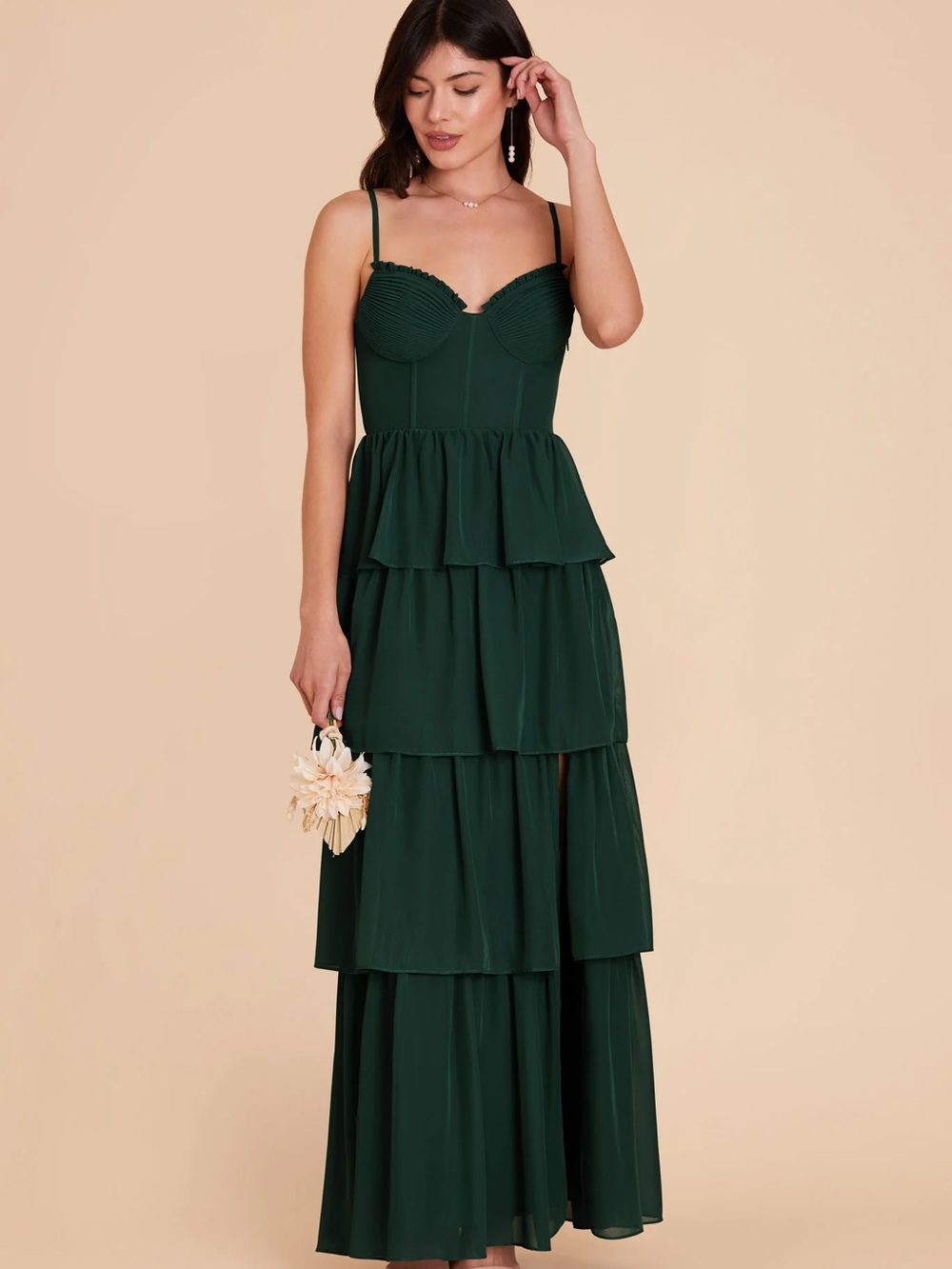 Birdy Grey Emerald Lola Dress Tiered Maxi Dress with Spaghetti Straps